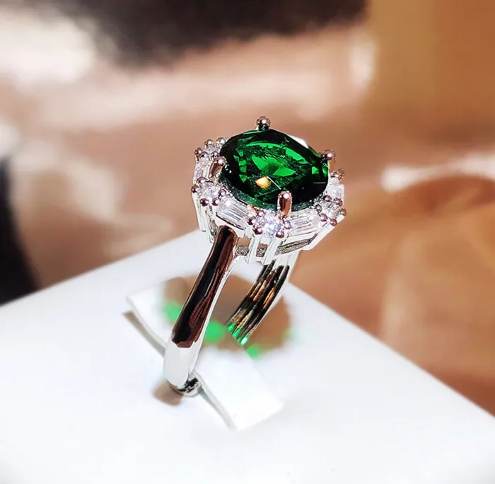 Minx London Rings Green Gemstone Ring Green Diamond Ring Green Diamond Engagement Ring Emerald Green Ring Green Ring Green Diamond Ring with halo