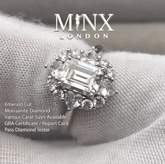 Minx London Rings Womens Moissanite Diamond Engagement Ring 20 CT Ring Emerald Cut Diamond Engagement Ring Diamond Wedding Ring Moissanite Ring Minx London Rings Womens Moissanite Diamond Engagement Ring 20 CT Ring Emerald Cut Diamond Engagement Ring Diamond Wedding Ring Moissanite Ring