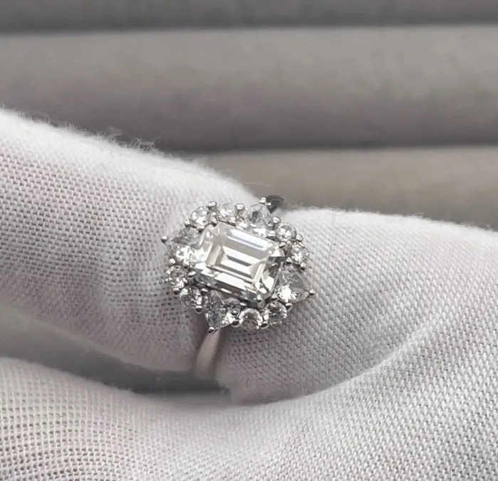 Minx London Rings Womens Moissanite Diamond Engagement Ring 20 CT Ring Emerald Cut Diamond Engagement Ring Diamond Wedding Ring Moissanite Ring