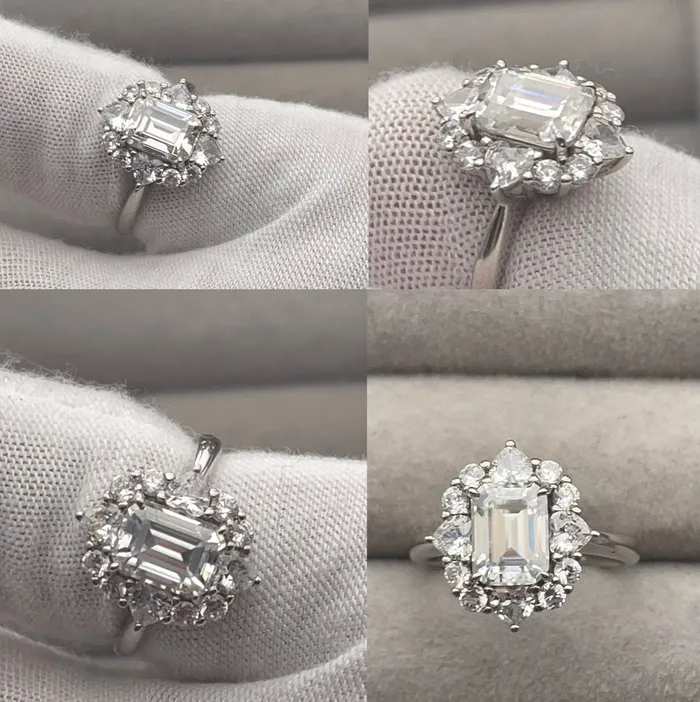 Minx London Rings Womens Moissanite Diamond Engagement Ring 20 CT Ring Emerald Cut Diamond Engagement Ring Diamond Wedding Ring Moissanite Ring