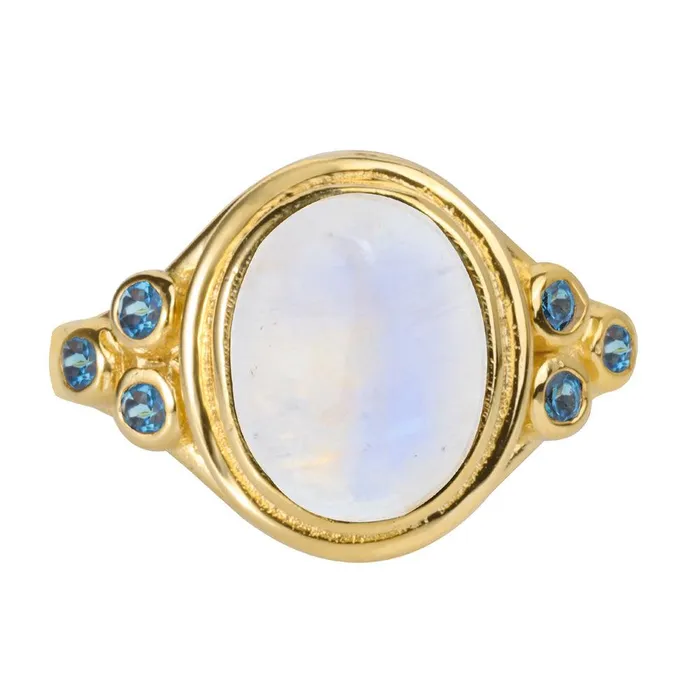 Moonstone London Blue Topaz 14K Gold Plated Over 925 Silver Promise Ring YoTreasure Rings Moonstone London Blue Topaz 14K Gold Plated Over 925 Silver Promise Ring YoTreasure Rings
