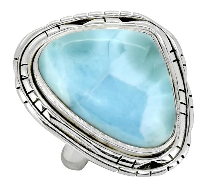 Natural Larimar 925 Sterling Silver Gemstone Ring YoTreasure Rings