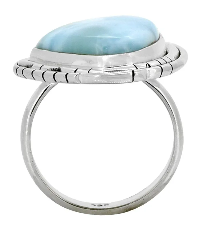 Natural Larimar 925 Sterling Silver Gemstone Ring YoTreasure Rings