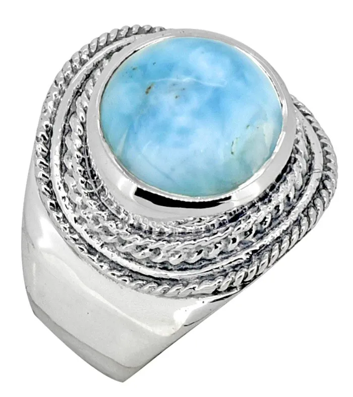 Natural Larimar Solid 925 Sterling Silver Ring Jewelry YoTreasure Rings