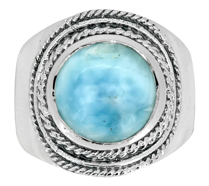 Natural Larimar Solid 925 Sterling Silver Ring Jewelry YoTreasure Rings