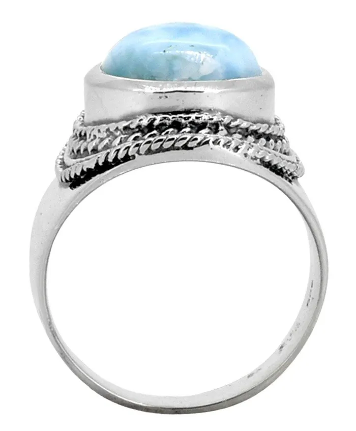 Natural Larimar Solid 925 Sterling Silver Ring Jewelry YoTreasure Rings