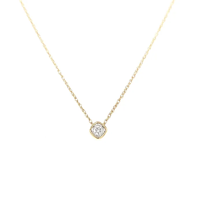 Necklaces 14k Yellow Gold Bezel Set Diamond Necklace I7284 First Class Co