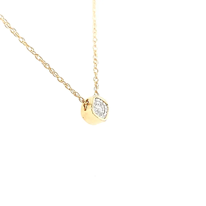 Necklaces 14k Yellow Gold Bezel Set Diamond Necklace I7284 First Class Co