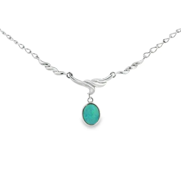 Necklaces Australian Opal Cutters Australian Opal Doublet Necklace set in Sterling Silver