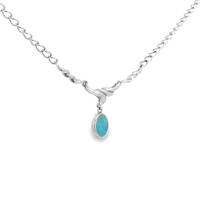 Necklaces Australian Opal Cutters Australian Opal Doublet Necklace set in Sterling Silver