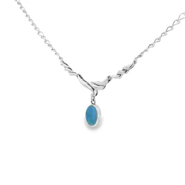 Necklaces Australian Opal Cutters Australian Opal Doublet Necklace set in Sterling Silver
