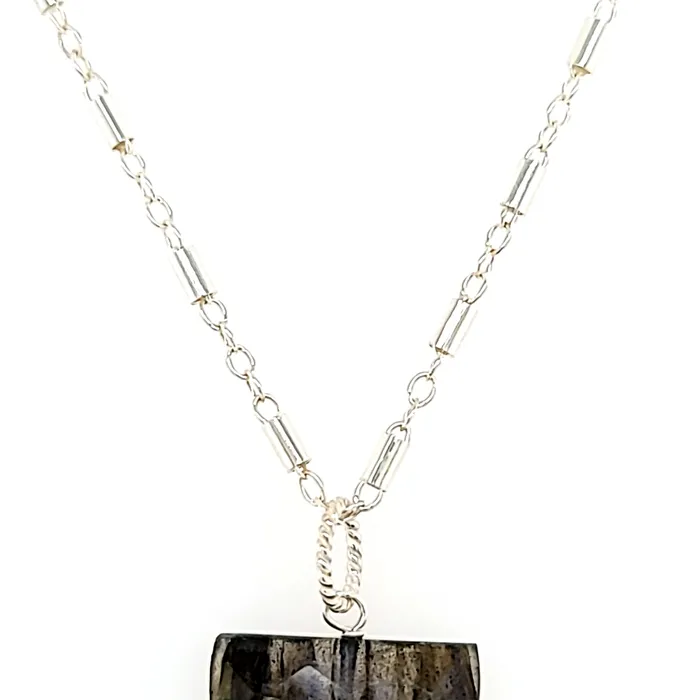 Necklaces AVF AVF Silver Labradorite Aquamarine Kyanite Chain Necklace SI3698 Necklaces AVF AVF Silver Labradorite Aquamarine Kyanite Chain Necklace SI3698
