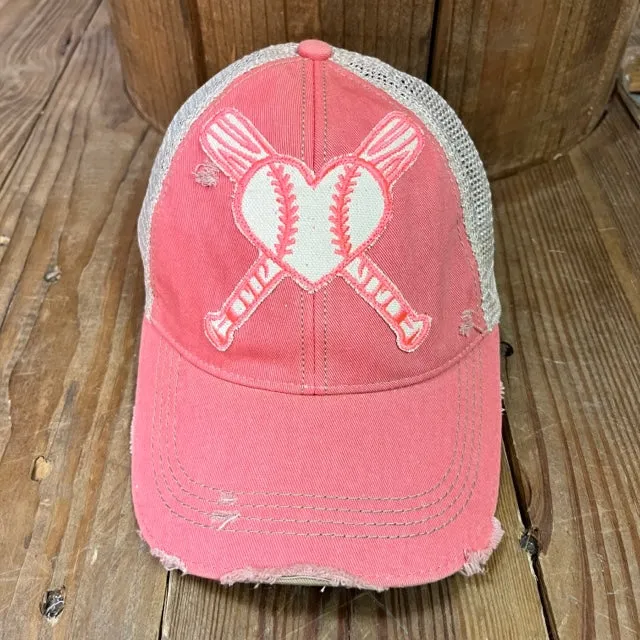 Necklaces Baseball Heart with Bats Pink The Goat Stock