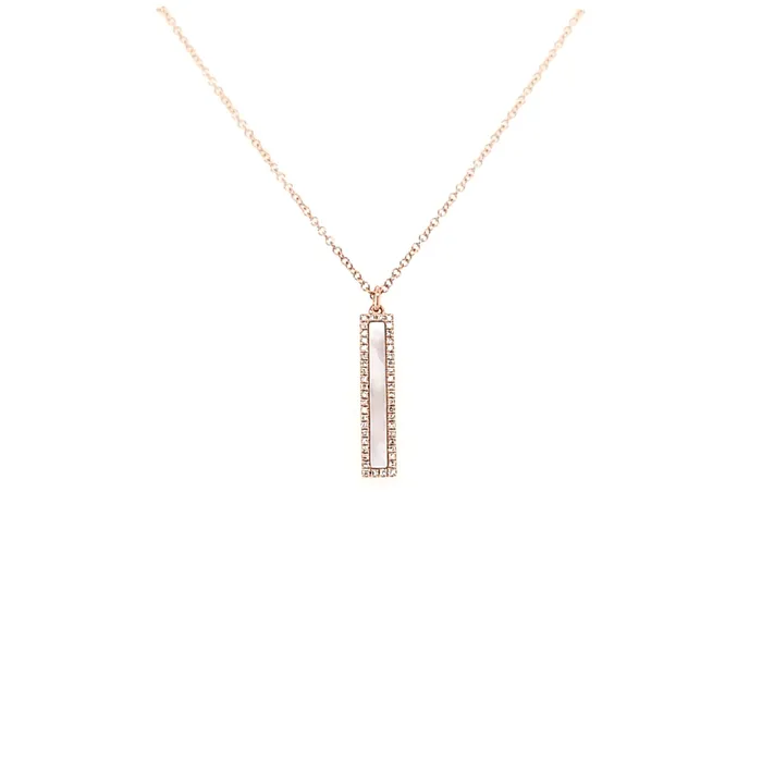 Necklaces Bassali 14k Rose Gold Mother of Pearl Vertical Bar Necklace I7595