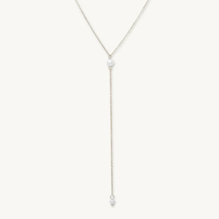 Necklaces Camile Stone Double Pearl Y Drop Necklace