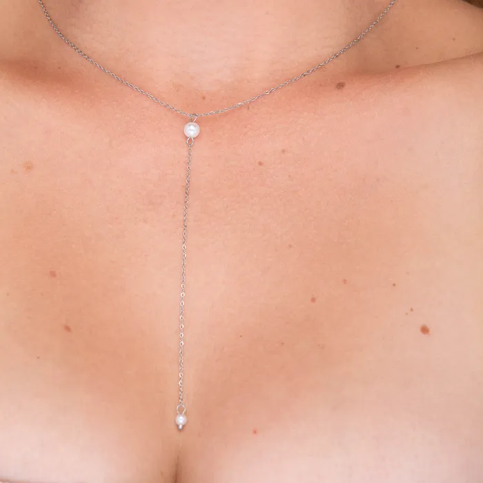 Necklaces Camile Stone Double Pearl Y Drop Necklace Necklaces Camile Stone Double Pearl Y Drop Necklace