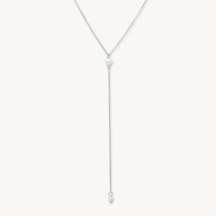 Necklaces Camile Stone Double Pearl Y Drop Necklace Necklaces Camile Stone Double Pearl Y Drop Necklace