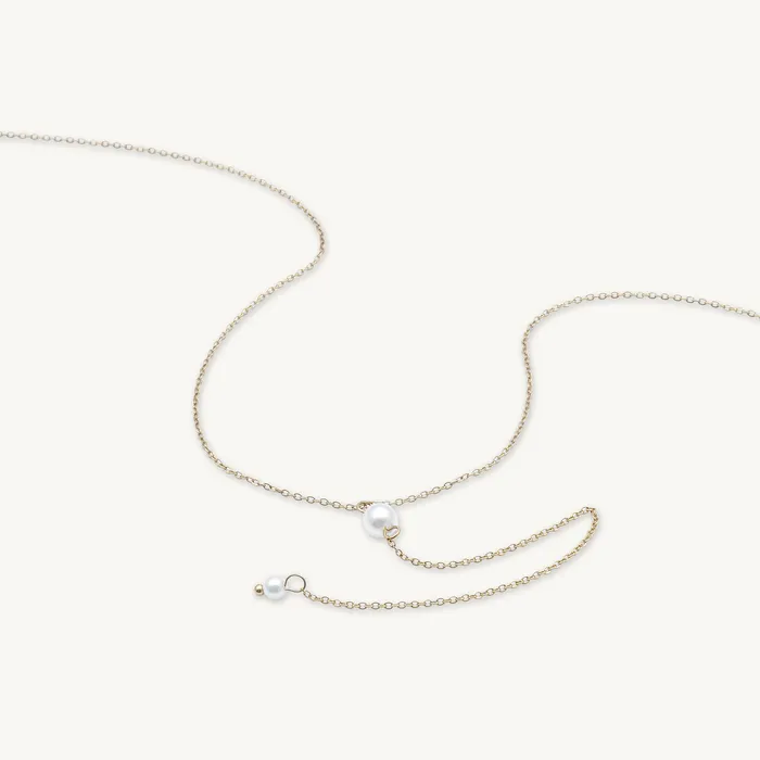 Necklaces Camile Stone Double Pearl Y Drop Necklace Necklaces Camile Stone Double Pearl Y Drop Necklace
