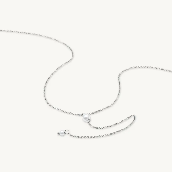 Necklaces Camile Stone Double Pearl Y Drop Necklace Necklaces Camile Stone Double Pearl Y Drop Necklace