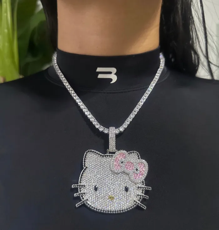 Necklaces CB1 Iced Out Kitty Pendant SHIPS SAME DAY