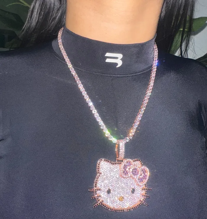 Necklaces CB1 Iced Out Kitty Pendant SHIPS SAME DAY