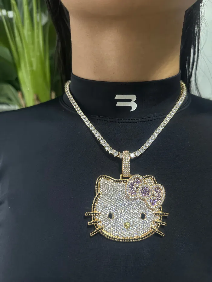 Necklaces CB1 Iced Out Kitty Pendant SHIPS SAME DAY