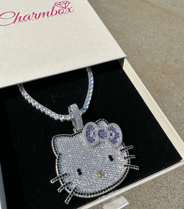 Necklaces CB1 Iced Out Kitty Pendant SHIPS SAME DAY