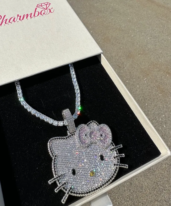 Necklaces CB1 Iced Out Kitty Pendant SHIPS SAME DAY