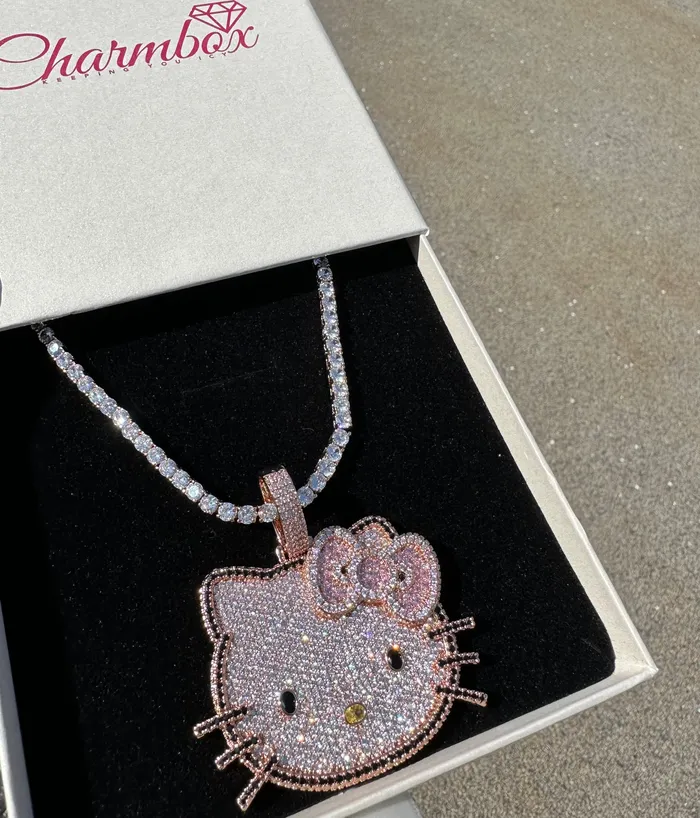 Necklaces CB1 Iced Out Kitty Pendant SHIPS SAME DAY