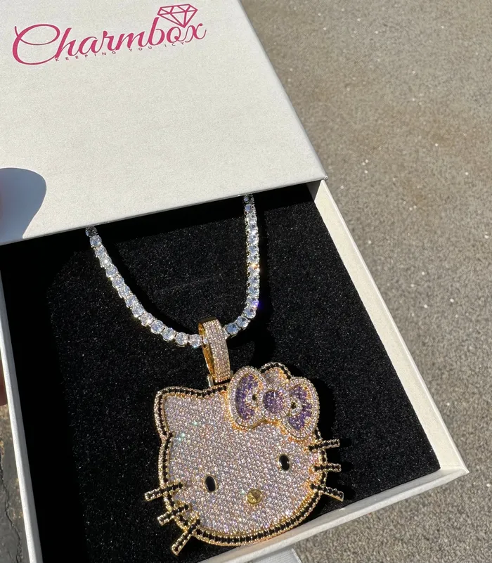 Necklaces CB1 Iced Out Kitty Pendant SHIPS SAME DAY