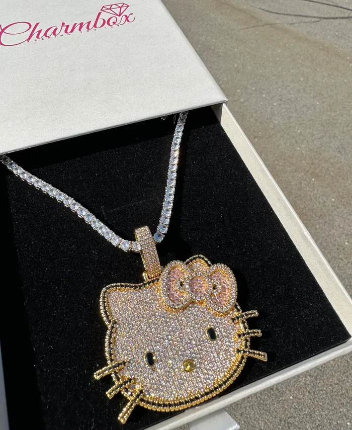 Necklaces CB1 Iced Out Kitty Pendant SHIPS SAME DAY