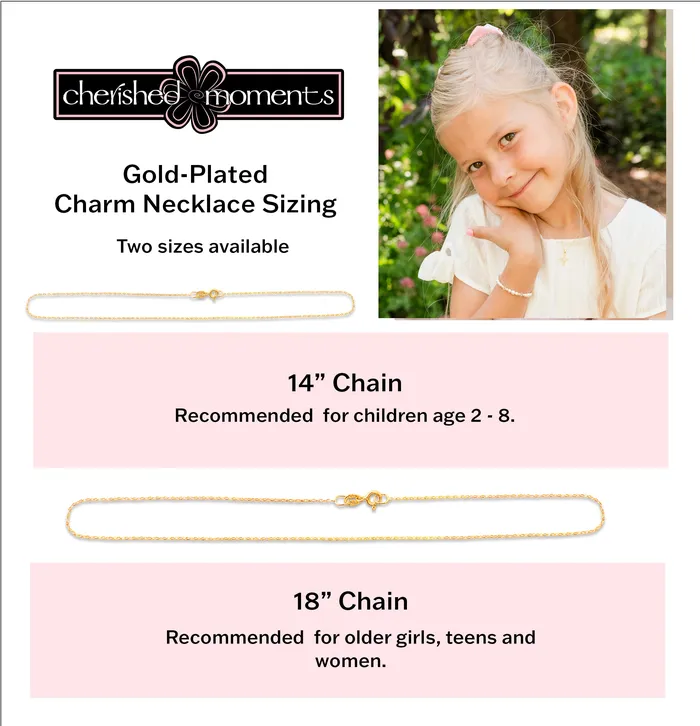 Necklaces Cherished Moments 14K GoldPlated Childrens Cross Necklace with CZs for Girls