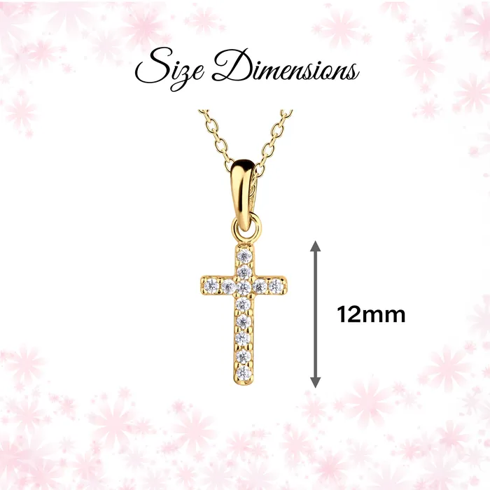 Necklaces Cherished Moments 14K GoldPlated Childrens Cross Necklace with CZs for Girls