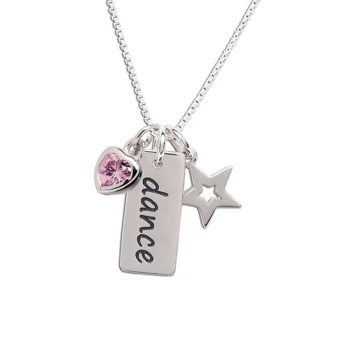 Necklaces Cherished Moments Sterling Silver Childrens Dance NecklacePink