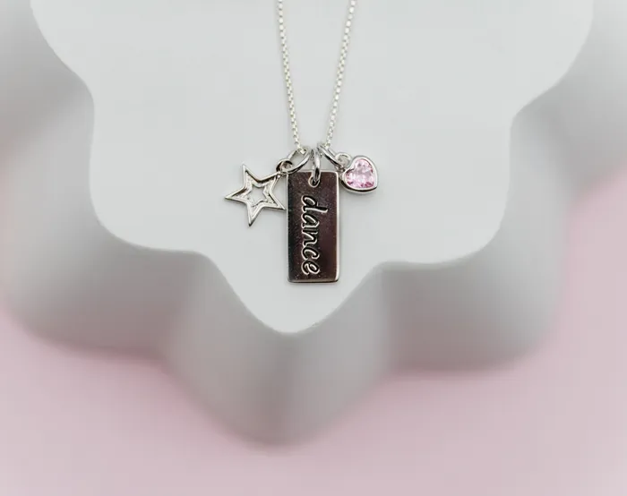 Necklaces Cherished Moments Sterling Silver Childrens Dance NecklacePink