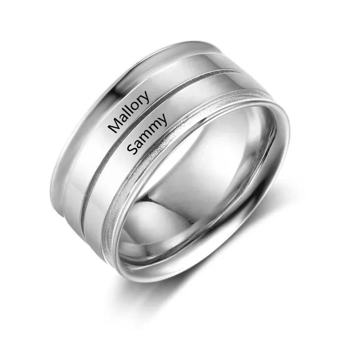 Necklaces customjewelryan Personalized Wide Two Lined Engrave Name Silver Rings Trendy Wedding Bands Different Size Options Necklaces customjewelryan Personalized Wide Two Lined Engrave Name Silver Rings Trendy Wedding Bands Different Size Options