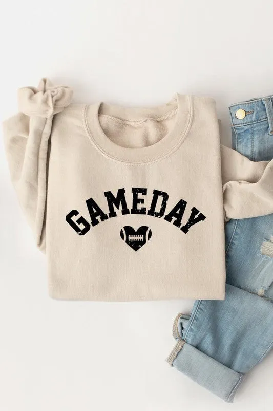 Necklaces Game Day Football Heart Graphic Sweatshirts Color Bear