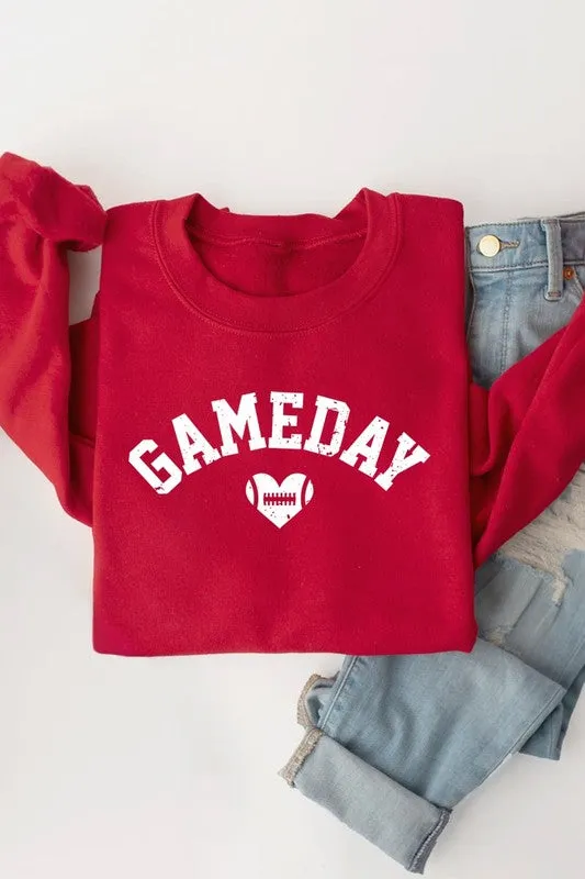 Necklaces Game Day Football Heart Graphic Sweatshirts Color Bear