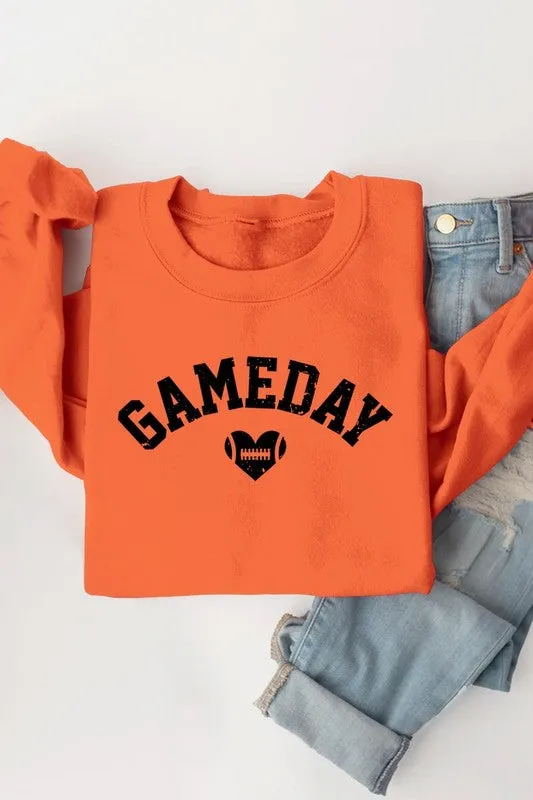 Necklaces Game Day Football Heart Graphic Sweatshirts Color Bear