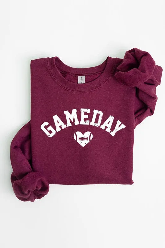 Necklaces Game Day Football Heart Graphic Sweatshirts Color Bear