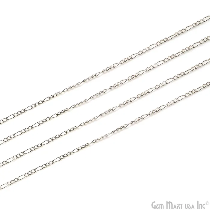 Necklaces GemMartUSA Figaro Chain For Jewelry Making 3x1mm Twisted Oval Silver Plated Chain Necklace