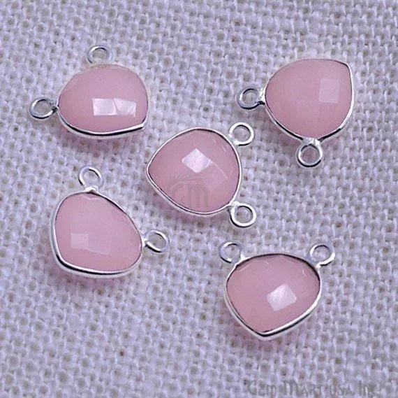 Necklaces GemMartUSA Heart 10mm Gemstone Cat Bail Silver Bezel Connector
