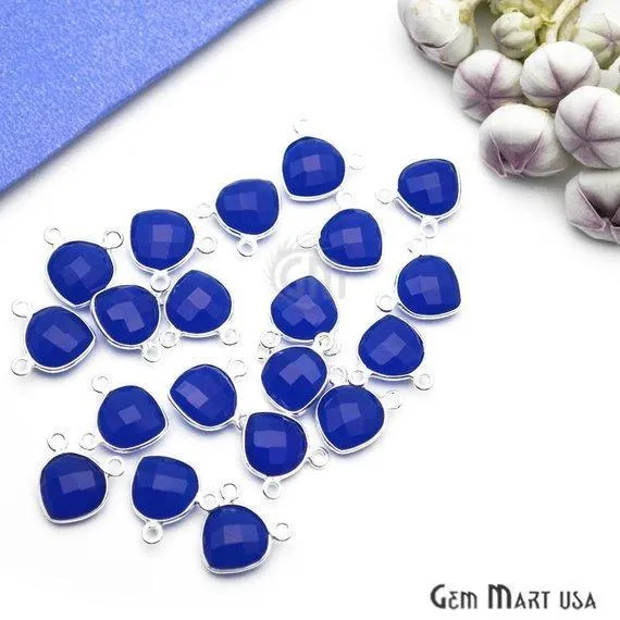 Necklaces GemMartUSA Heart 10mm Gemstone Cat Bail Silver Bezel Connector
