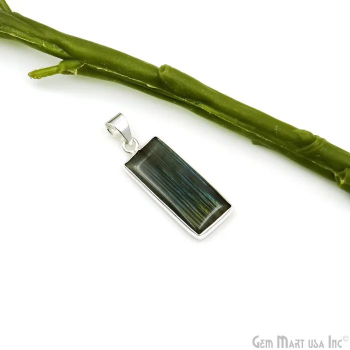 Necklaces GemMartUSA Labradorite Gemstone Rectangle 34x13mm Sterling Silver Necklace Pendant 1PC