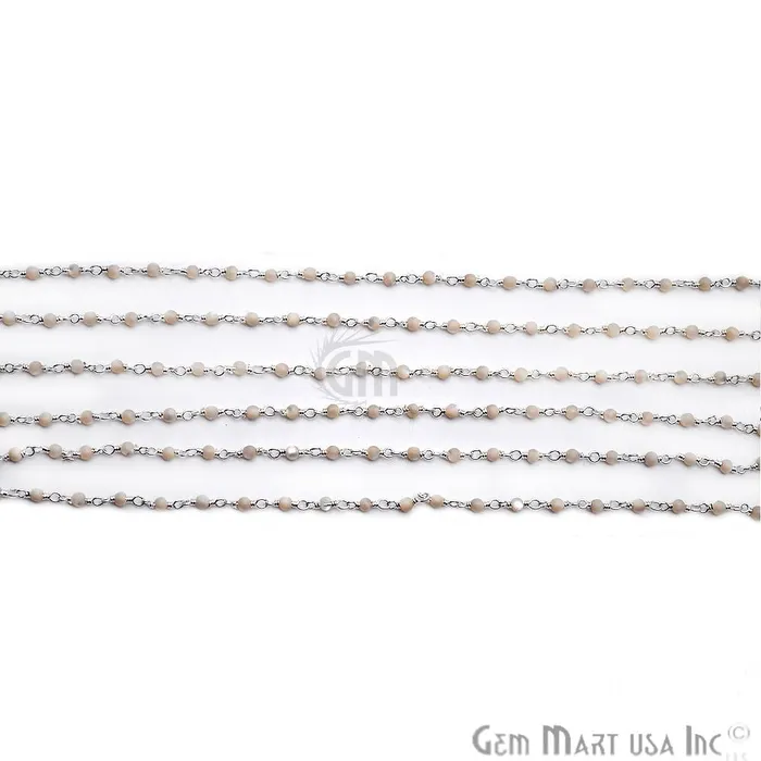 Necklaces GemMartUSA Mother Of Freshwater Pearl Silver Plated Wire Wrapped Gemstone Beads Rosary Chain