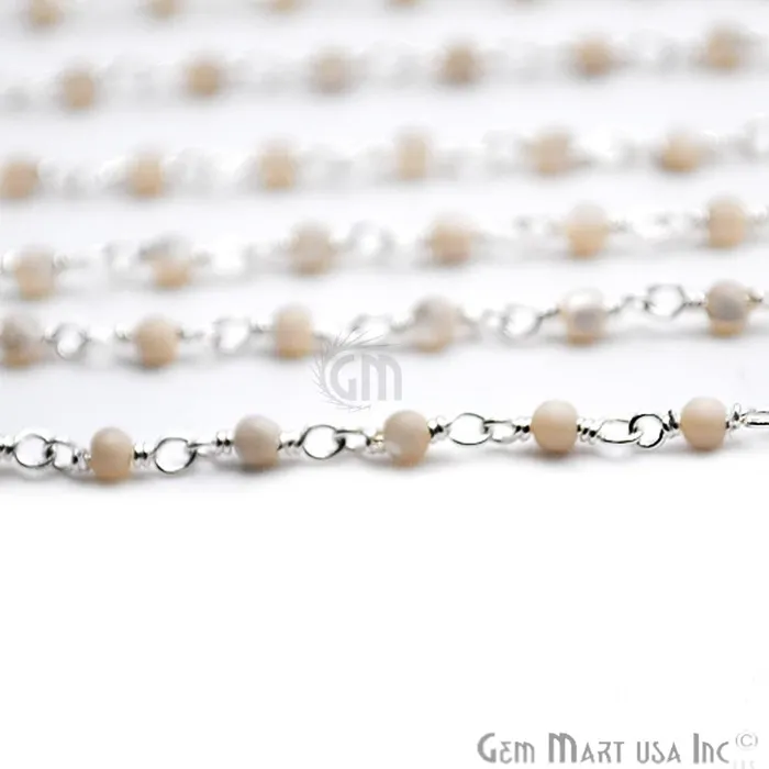 Necklaces GemMartUSA Mother Of Freshwater Pearl Silver Plated Wire Wrapped Gemstone Beads Rosary Chain