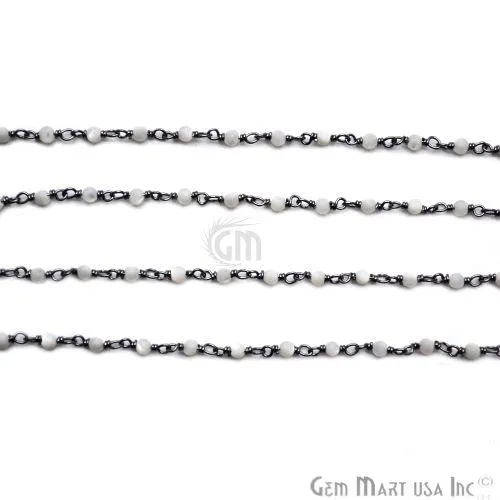 Necklaces GemMartUSA Mother of Pearl Oxidized Wire Wrapped Gemstone Beads Rosary Chain