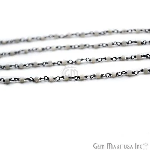 Necklaces GemMartUSA Mother of Pearl Oxidized Wire Wrapped Gemstone Beads Rosary Chain