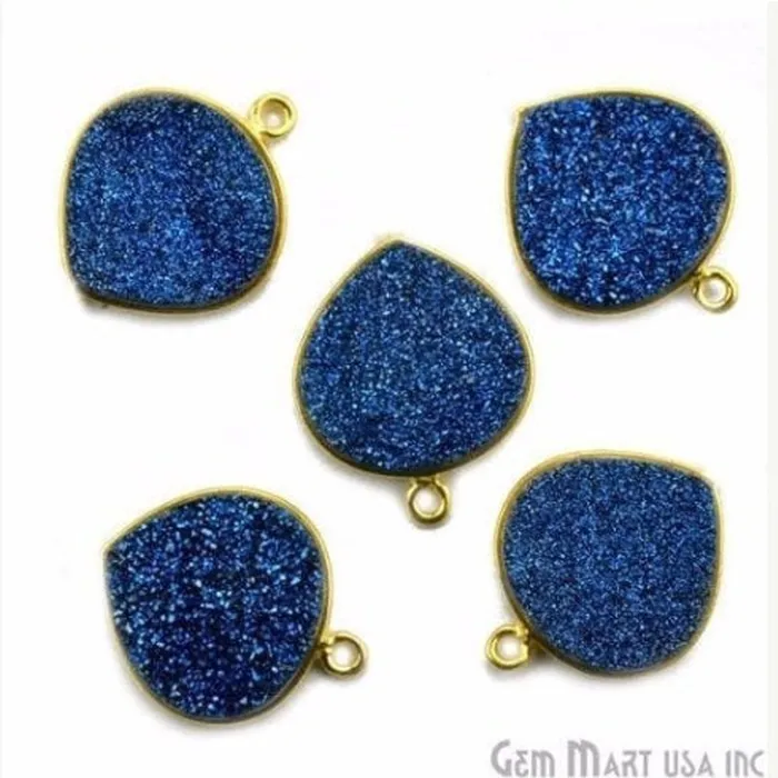 Necklaces GemMartUSA Natural Titanium Druzy 16mm Heart Gold Single Bail Gemstone Connector Necklaces GemMartUSA Natural Titanium Druzy 16mm Heart Gold Single Bail Gemstone Connector