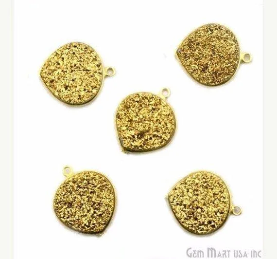 Necklaces GemMartUSA Natural Titanium Druzy 16mm Heart Gold Single Bail Gemstone Connector Necklaces GemMartUSA Natural Titanium Druzy 16mm Heart Gold Single Bail Gemstone Connector